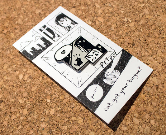 "cat got your tongue?" enamel pin