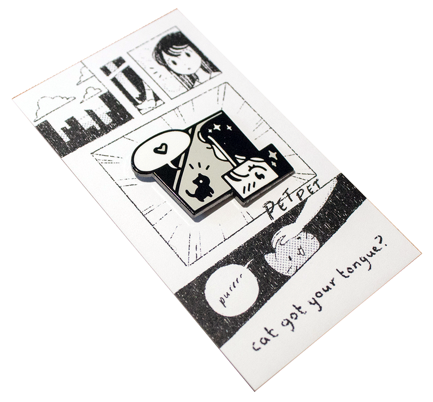 "cat got your tongue?" enamel pin