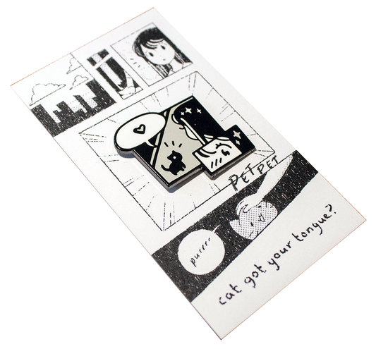 "cat got your tongue?" enamel pin