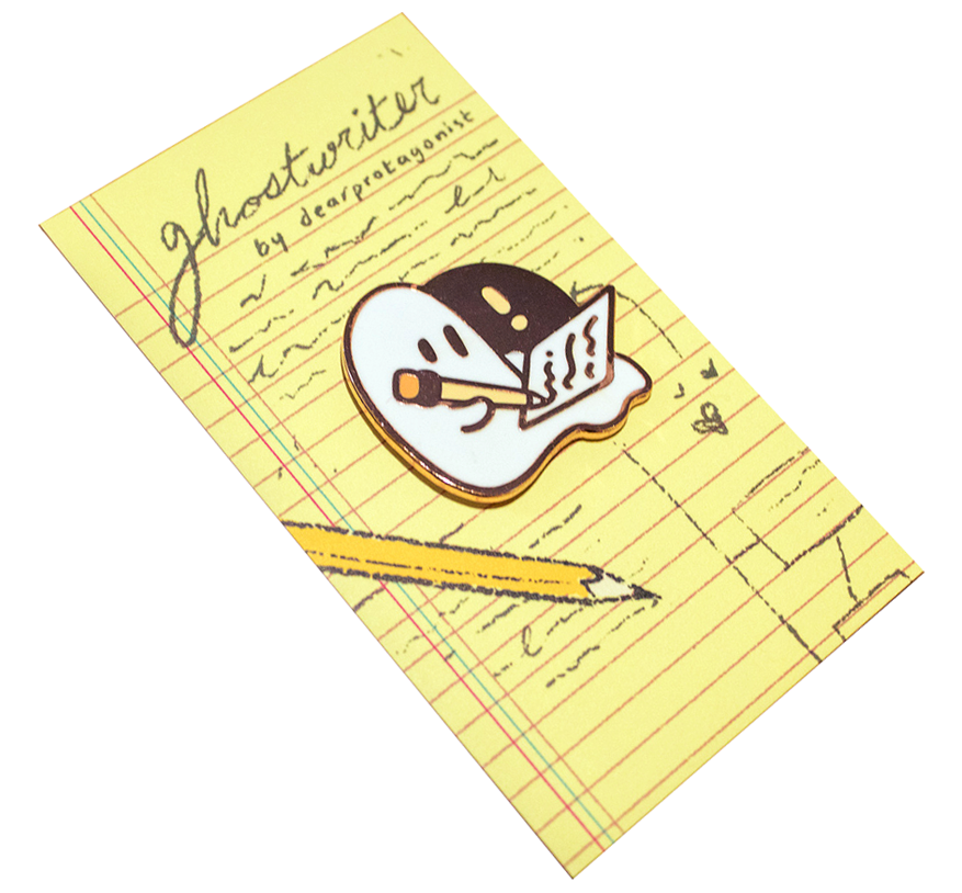 "ghostwriter," enamel pin