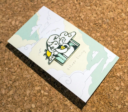 "silver lining" enamel pin
