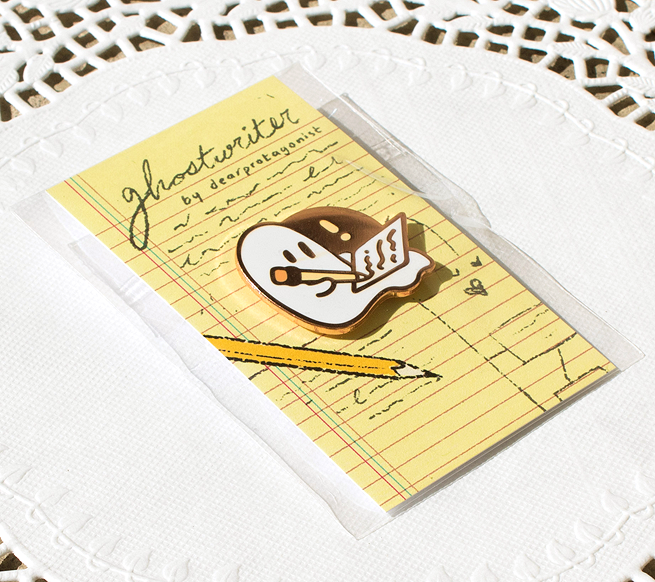 "ghostwriter," enamel pin