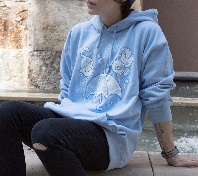 "raining cats and dogs" hoodie