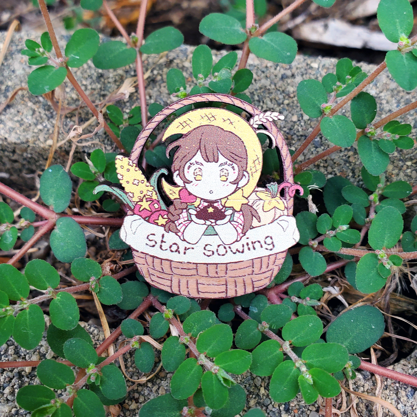 star sowing wooden pin